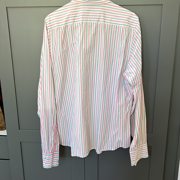{Abercrombie & Fitch}Mens XL Muscle Fit White/Green/Pink Long Sleeve Button Down - Picture 5 of 7